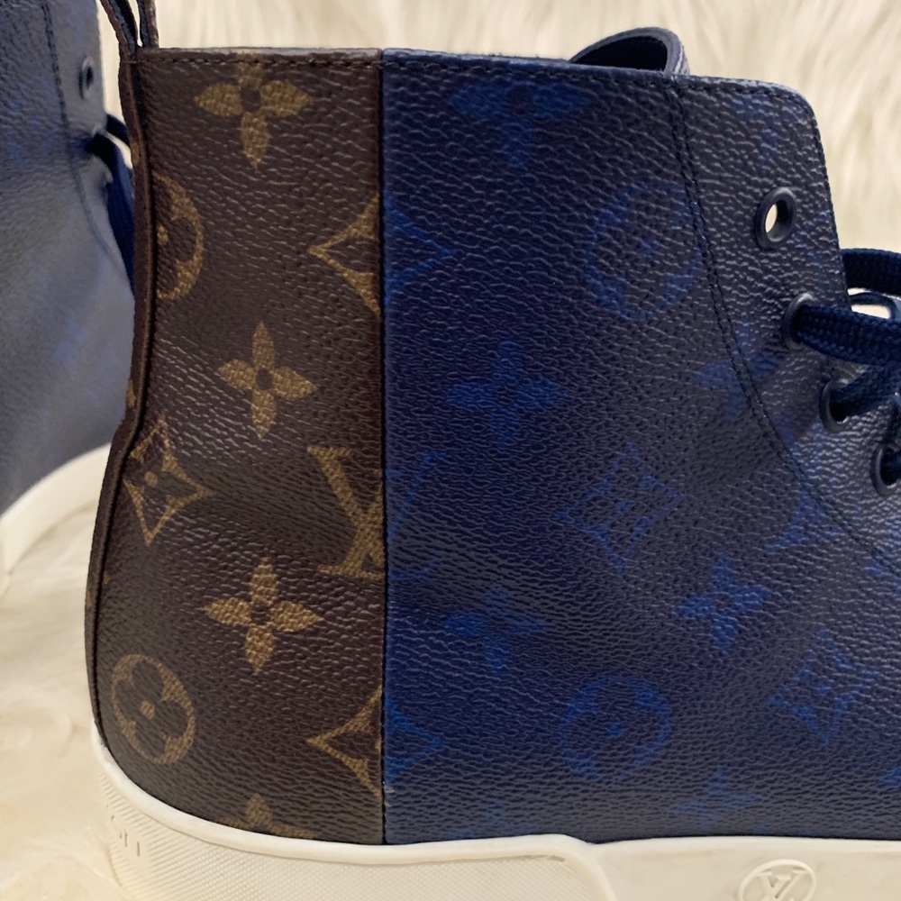 Louis Vuitton Two Tone Mix Monogram Canvas High Top Sneaker